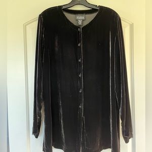 Eileen Fisher velvet tunic in a deep dark woodland green